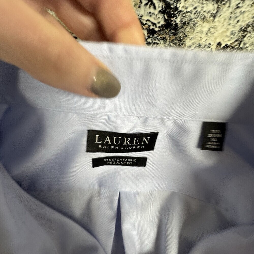 Lauren Ralph Lauren Dress Shirt Mens 17.5 34/35 XL Blue Regular Fit Stretch - Picture 3 of 6